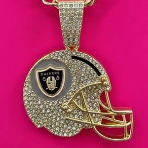Raiders Football Helmet Iced Cuban Chain Necklace